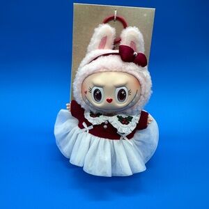 Custom Labubu inspired pendant Doll with Red and White Outfit